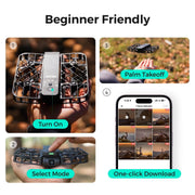 HOVERAir X1 Camera Drone, Pocket-Sized Foldable, 2.7K HDR Video, Palm Takeoff, Intelligent Flight Modes, Follow-Me, Black Combo, SP03H015