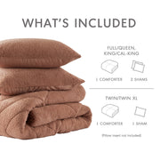 Regency Heights Full/Queen Quilted Comforter Set, Plush Teddy Texture, Double Diamond Pattern, Medium-Weight Fill, Brown, 3-Piece