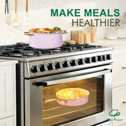 Chef Power 10 Pc Ceramic Nonstick Cookware Set, Purple with Light Gold Stainless Steel Handles, Oven Safe to 450F, Dishwasher Safe, Stars Series