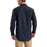 Carhartt Men's Rugged Flex Relaxed Fit Midweight Canvas Long Sleeve Work Utility Button-Down Shirt, Navy, 3X-Large Tall, 103554-412