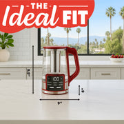 Gourmia Electric Kettle, 1.7L Capacity, 6 One-Touch Presets, Digital LED Display, Removable Tea Infuser, Keep Warm Function, Red, GDK2365R