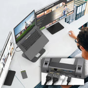 J5Create Multi-Angle Dual HDMI Laptop Docking Station with USB-C Mini Dock, 4K HDMI, Gigabit Ethernet, 100W Power Delivery, Aluminum Riser, Space Gray, JTS427
