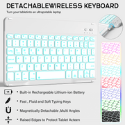 Kenke Keyboard Case for iPad Air 11 Inch M4 M3 M2 and 5th 4th Generation, Wireless Detachable Backlit Keyboard with 7 Colors, Pencil Holder, Gray