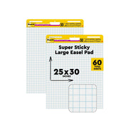 3M Post-it Super Sticky Easel Pads, White Grid-Lined Sheets, 25 in x 30 in, 2 Pads, 560-0