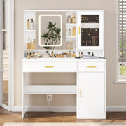 FrHnenHa FE-54765 Makeup Vanity Desk w/Sliding Mirror and Jewelry Cabinet, White