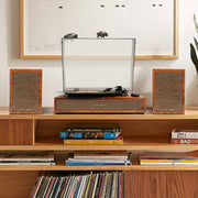 TANLANIN Record Player 3-Speed Belt Drive Turntable with Bluetooth, External Stereo Speakers, Brown Wood TE-2028BW