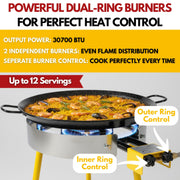 Paella Burner and Stand Set 12 Servings, 18 Inch Paella Pan