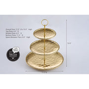 Pampa Bay Monaco 3 Tier Stand, High-Fired Porcelain, Glossy Gold-Tone Titanium Finish, Dishwasher Safe