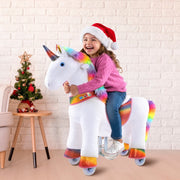 WondeRides Ride On Blue Unicorn Horse Toy, Medium Size, 36 in Height, Plush Riding Pony for Kids Age 4-9