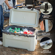 Igloo Overland 72 QT Ice Chest Cooler, Foam-Insulated, Locking Lid, White