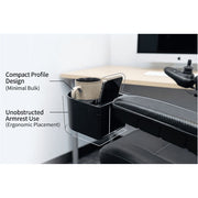 Wheelchair Cupholder and Phone Holder, Dual Storage, Black Plastic, Armrest Mount