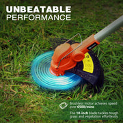 Ukoke Cordless Grass Trimmer and Brush Cutter, 40V Brushless Motor, 9-Inch Interchangeable Blade, 2.0Ah Lithium-Ion Battery with Charger, Adjustable Telescopic Shaft, Soft-Grip Handle, ST2308-B