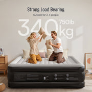 Airefina King Size Air Mattress, 20in Height, Built-in Electric Pump, Waterproof Flocked Top, Portable with Carry Bag, Supports 700 lb
