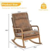 Ktaxon Store Mid Century Rocking Nursery Chair with Lumbar Pillow Brown