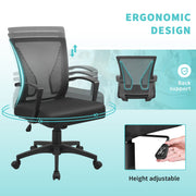 Furmax Mid Back Office Chair, Ergonomic Lumbar Support, Breathable Mesh Back, Height Adjustable Seat, Thick Padded Seat, 360-Degree Swivel Wheels, Black