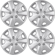 OxGord 15 Inch Silver Snap-On Hubcaps, 7 Spoke Design, Pack of 4, Compatible with 2003-2004 Honda Accord Standard Steel Wheels
