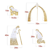 Best Choice Products Lighted 2D Christmas Nativity Scene with 170 LED Lights, White and Gold, 6 ft