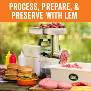 LEM BigBite #8 Electric Meat Grinder, 0.5 HP Stainless Steel, Heavy-Duty, 7 lb/Min Capacity, Includes Plates and Stuffing Tubes, 17791