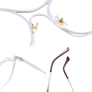 XINGNIAN Women Butterfly Oversized Metal Eyeglasses Frame with Anti-Blue Light Clear Lenses, Blue and Pink, 50mm Lens Width