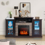 Costway FP10181US-CF Fireplace TV Stand with Led Lights & 18
