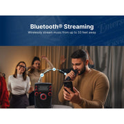 Emerson EK-6002 Portable Bluetooth Karaoke System with 7 in LCD Display, Built-in Speaker, Multicolor LED Lighting, Rechargeable Battery, Wired Microphone, Black