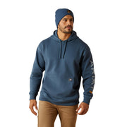 Ariat Rebar Graphic Hoodie, Durable 10 oz Fleece, Orion Blue/Dusty Blue, Large, 10062528