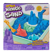 Kinetic Sand Sandbox Set, 1lb Blue Play Sand, Sandbox Storage, 4 Molds and Tools - Kids Ages 3+