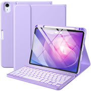 GEAK Compatible iPad Air 11 Inch Case with Detachable Magnetic Keyboard, Purple, Backlit Keys