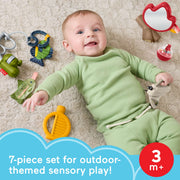 Fisher-Price Mini Me Moments Camp & Crinkle Baby Toy Gift Set, 7-Piece Outdoor-Themed Sensory Play
