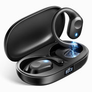 TPUFO Open Ear Wireless Earbuds with Active Noise Cancelling Mic, HiFi Stereo Sound, 48H Playtime, IP54 Waterproof, Black, X18