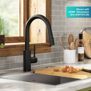 Kraus Oletto Matte Black Single Handle Pull Down Kitchen Faucet with QuickDock Installation, 360 Swivel Spout, Dual-Function Sprayer, KPF-2620MB