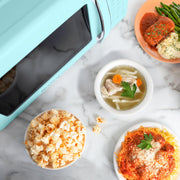 Nostalgia Retro 700W Countertop Microwave Oven, 0.7 Cu Ft Capacity, Aqua, 8 Auto Cook Programs, LED Display, Rotating Glass Turntable, NRMOPMSW7AQ6A