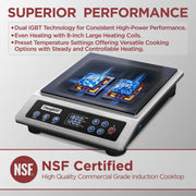ChangBERT Induction Cooktop Pro, Portable Electric Countertop Burner, 1800W Max Power, Large 8-Inch Heating Coil, Stainless Steel, NSF Certified, Digital Timer, CIB-80 Plus