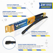 Michelin Forecast Predictive Wiper Blade, 21 in, Silicone Ceramic Beam with Color Change Indicator, Aerodynamic Design, 91-210MFY