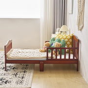 Ktaxon Baby Toddler Bed, Solid Pine Wood, Espresso Finish, Two Side Safety Rails, 53 in