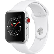 Apple Watch Gen 3 Series 3 Cell 42mm Silver Aluminum - White Sport Band MTGR2LL/A