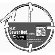 Cobra Products Flat Steel Sewer Rod, Durable Oil-Tempered Spring Steel, Gray, 3/4in x 1/16in x 50ft, Adjustable Grip Handle, 60500