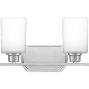 Quoizel Pruitt 14 Inch 2 Light Bath Vanity Lighting Fixture, Brushed Nickel, Transitional Style, PRUO8617BN