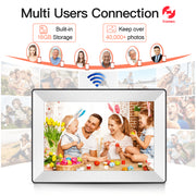 SBUSFGT Frameo Digital Picture Frame, 10.1 in 1280x800 IPS HD Touchscreen, Wi-Fi Photo and Video Sharing, 16GB Storage, Auto-Rotate, White XU-0101