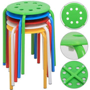 Alden Design Set of 5 Multicolor Indoor Plastic Stack Stools, Backless, 17.3 in Seat Height, Durable Powder-Coated Metal Frame