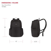 SWISSGEAR Bloom Laptop Backpack, Compact Lightweight with Padded Velvet Laptop Compartment, Black, 17.75 in