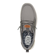 HEYDUDE Wally Drift Classic Mesh Casual Shoes for Men, Grey, Lightweight Rubber Outsole, Elastic Laces, 43165-1UM
