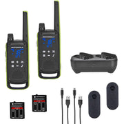 Motorola Solutions T803 Two-Way Radio 35 mi. Bluetooth w/Charging Dock 2-Pack (Lime Green)