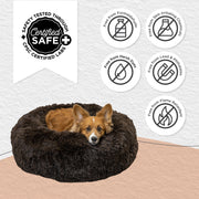 Best Friends by Sheri Original Calming Donut Dog and Cat Bed, Orthopedic Shag Faux Fur, Dark Brown, Medium 30in x 30in DNT-SHG-DRK-30ZP-VP