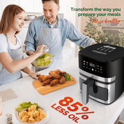 MIRASTON 5.8QT Air Fryer, 8-in-1 Touchscreen, Stainless Steel, View Window, 1450W MS4804