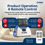 Dribbl Electric Bubble Massage Bathtub Mat, Non-Slip Waterproof Spa Mat with Built-In Heater, Motorized Air Pump, Remote Control, 6-Speed Adjustable Massage, Aqua