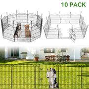 Bshapplus Garden Fence with Gate, Rustproof Metal Decorative Animal Wire Fence, Black, 33in H x 24ft L, 10 Pack, No-Dig Installation