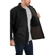 Carhartt 104293-BLK Loose-Fit Washed Duck Sherpa-Fleece Lined Coat for Men, Black, LT