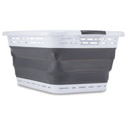 Black+Decker Collapsible Laundry Basket, Slim Rectangle, Gray, Space-Saving Design with Carrying Handles