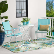 Mainstays Albany Lane 3-Piece Bistro Set, Blue, Tempered Glass Tabletop, Rust-Resistant Steel Frame